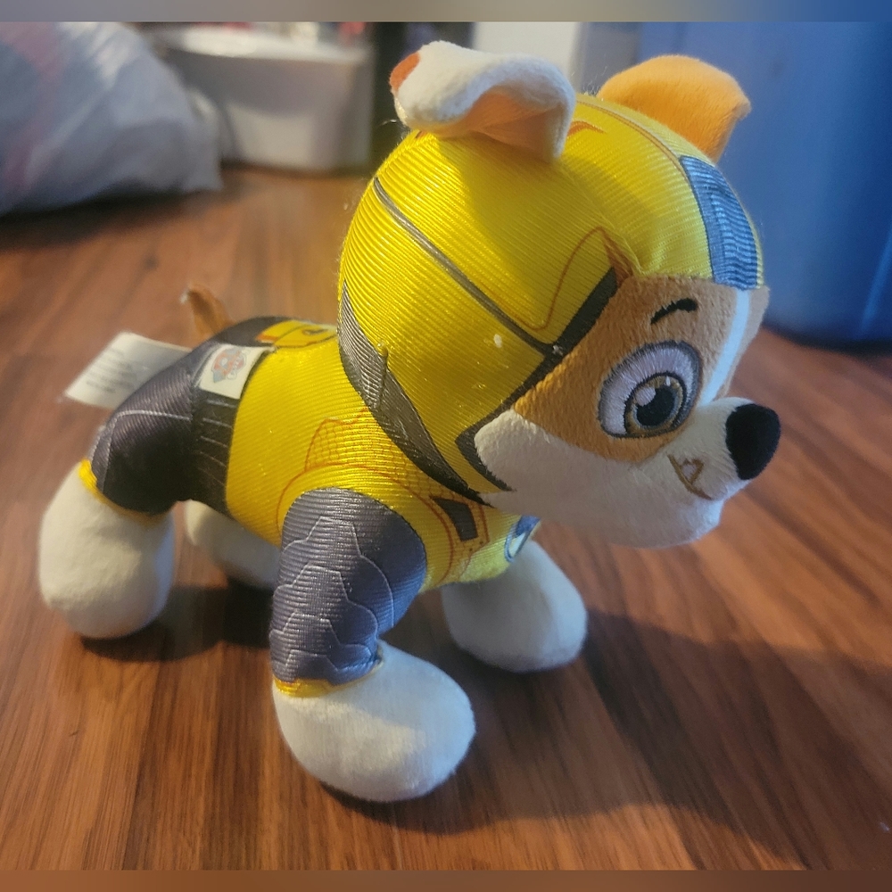 Paw Patrol Super Pups Rubble Superhero Yellow Construction Plush